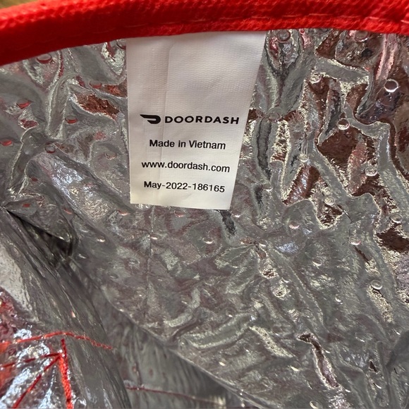 DoorDash Insulated Thermal Delivery Tote Bag Hot Cold Zip Closure Red Foldable - Picture 5 of 8